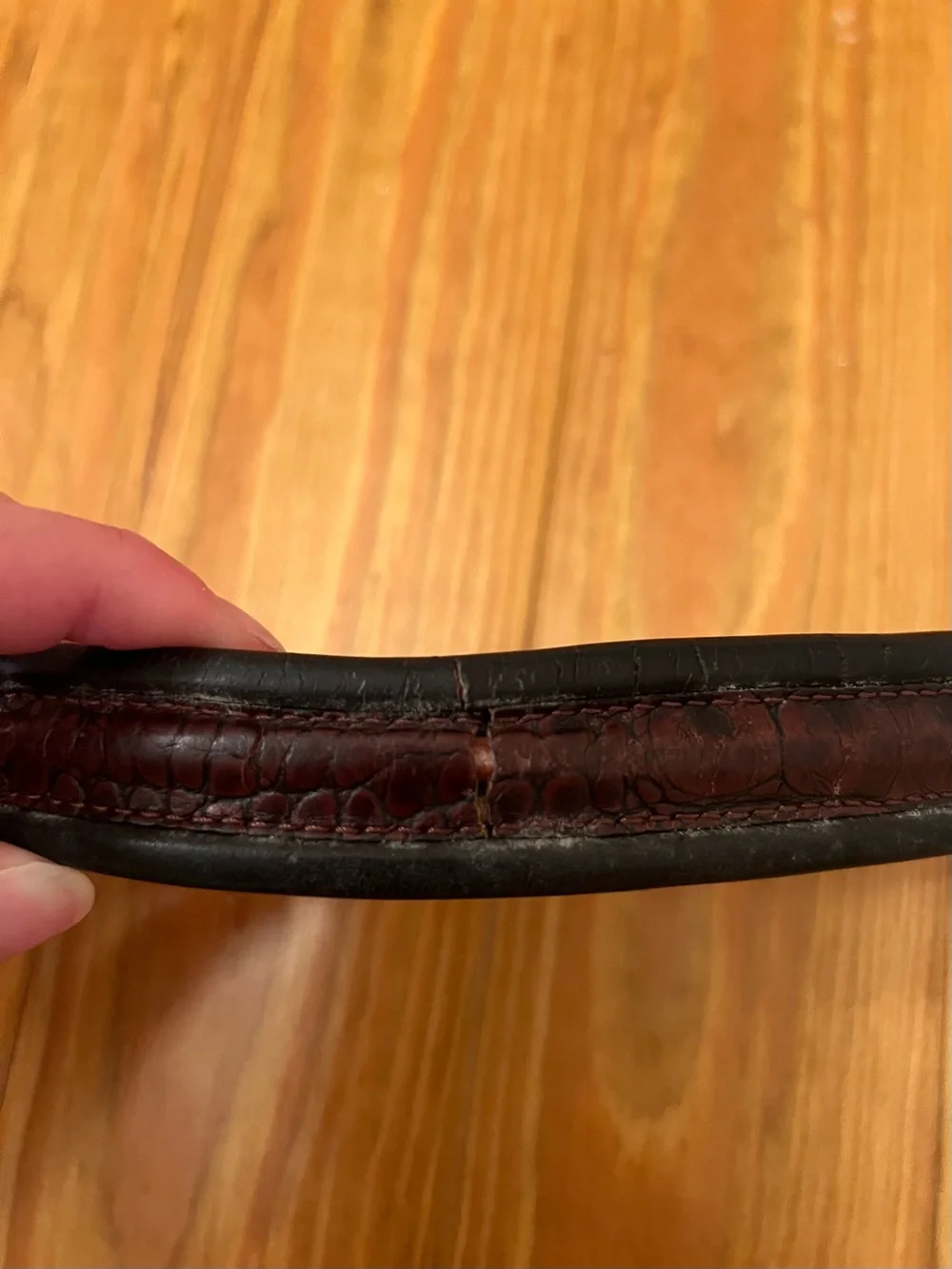 Men’s Brighton Brown Crocodile Embossed Inlay/ Black Border Leather Belt Size 38